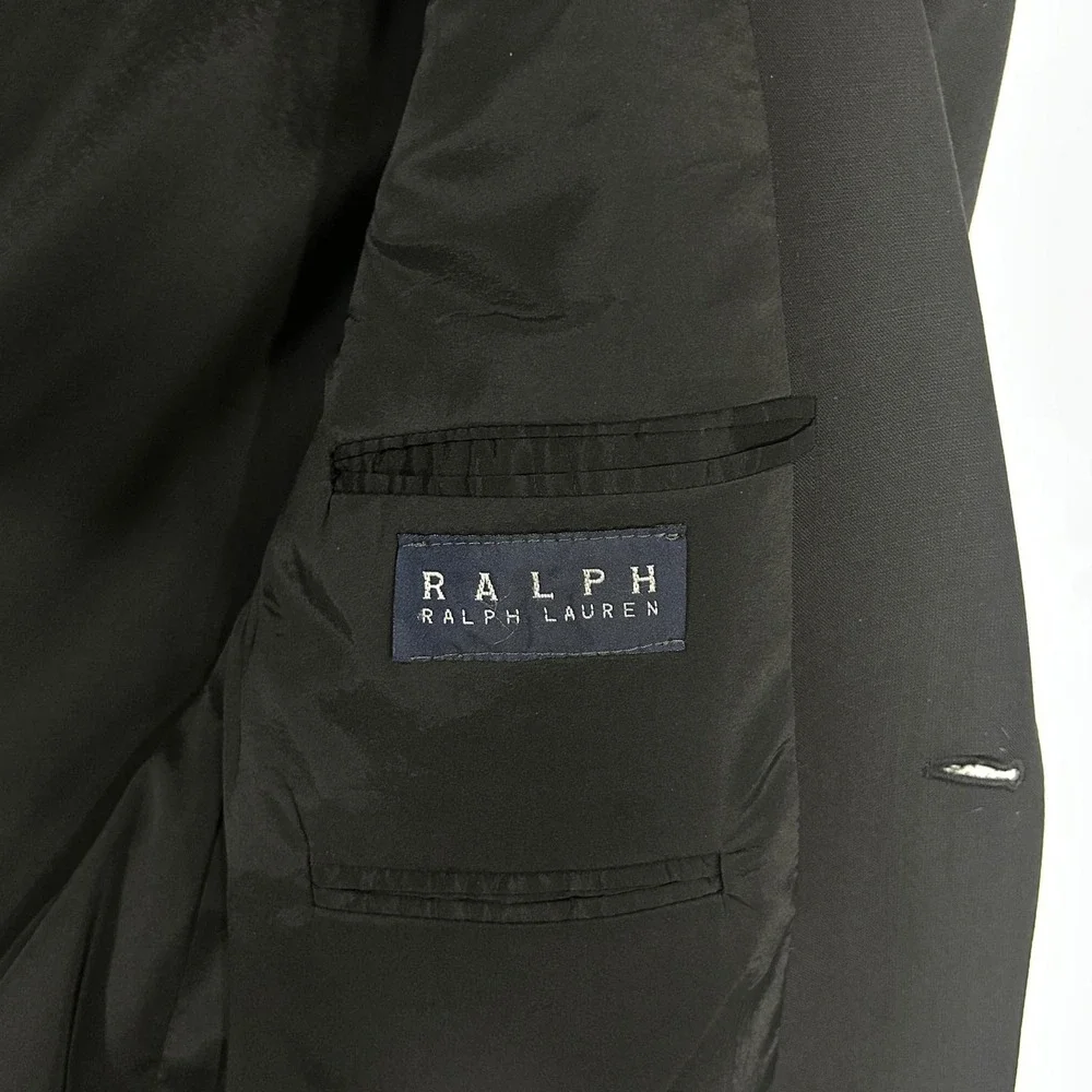 Vintage Ralph Lauren Blazer Mens 44L Wool Blend Black Sport Coat‎ Made in Canada